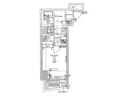 ジーベック滝野川(1K/4階)の間取り写真