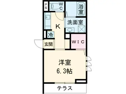 ジェンティーレ・トリヤマⅡ(1K/1階)の間取り写真