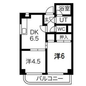 アーバンハイツ児玉(2DK/6階)の間取り写真