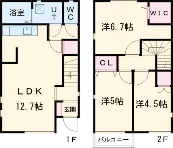 東武鉄道宇都宮線 おもちゃのまち駅 徒歩4分 2階建 築4年(3LDK)の間取り写真