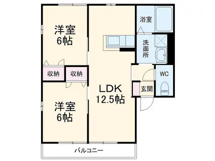 グランドゥール青山A(2LDK/2階)の間取り写真