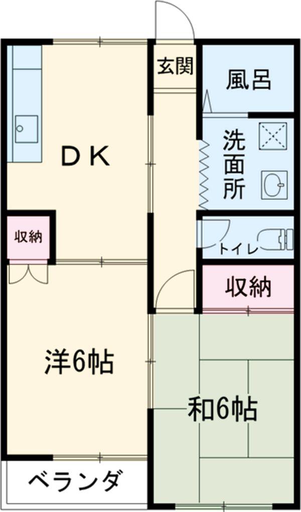 ミラハイツA(2DK/1階)の間取り写真