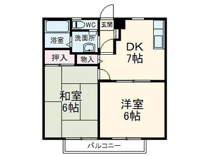 パークサイドスクエアⅠ(2DK/2階)の間取り写真