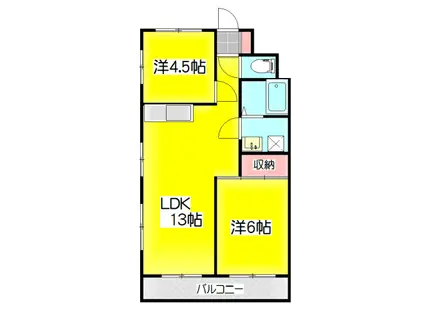 小沢ビル(2LDK/4階)の間取り写真