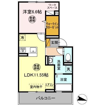 D-ROOM公津の杜A棟(1LDK/3階)の間取り写真