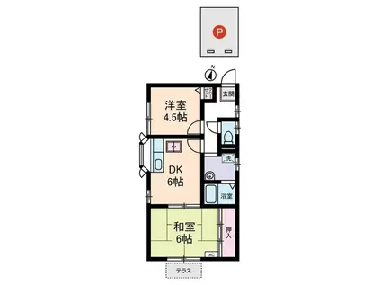 グリーンアムス(2DK/1階)の間取り写真