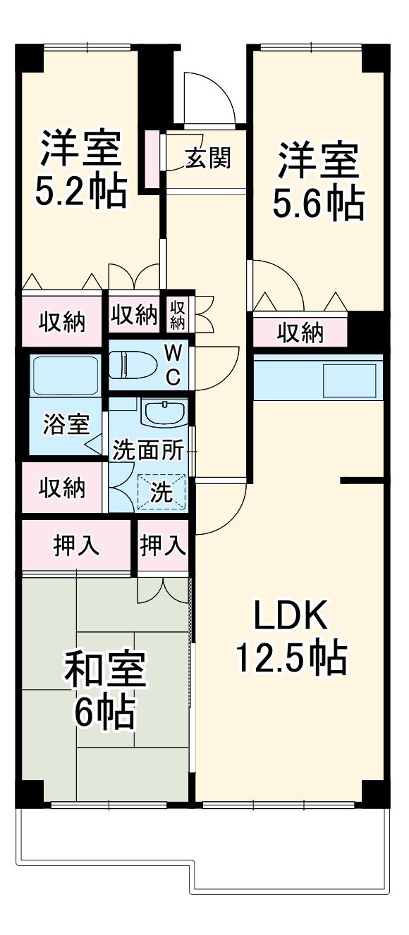小手指ハイツB(3LDK/3階)の間取り写真