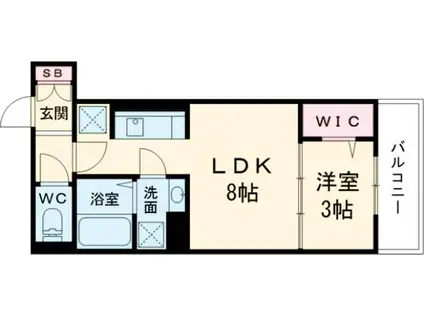 グレース西院(1LDK/2階)の間取り写真