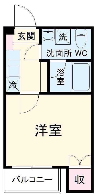 SAP市川Ⅵ(1K/2階)の間取り写真