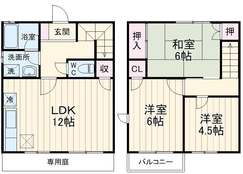 サンヒルズ藤沢8号棟(3LDK/1階)の間取り写真