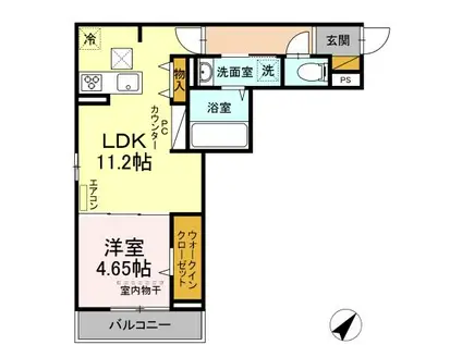 パークサイド新検見(1LDK/1階)の間取り写真