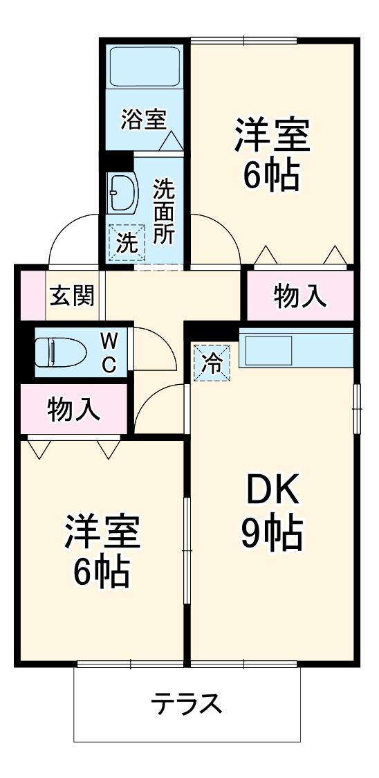 クレール上今井(2DK/1階)の間取り写真