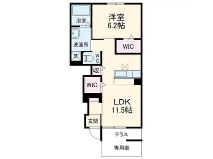 エスポワールⅡ(1LDK/1階)の間取り写真