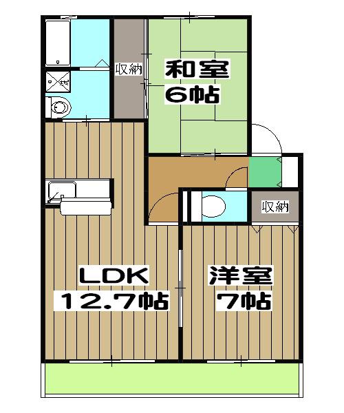 エーデルハイムⅠ(2LDK/2階)の間取り写真