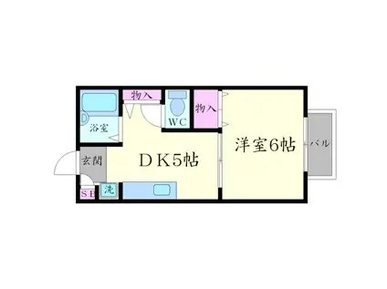 ジュネスハイム仲辻(1K/2階)の間取り写真
