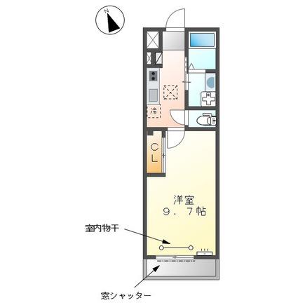 ヴィラージュ(1K/1階)の間取り写真