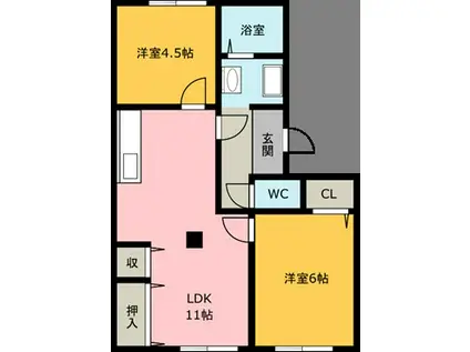 ネオハイツ(2LDK/1階)の間取り写真