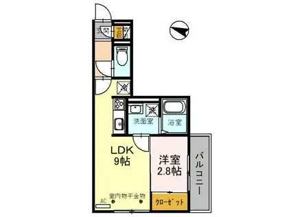 スリール ドゥ(1LDK/3階)の間取り写真