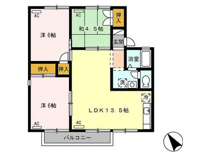 パークハイツ87 B棟(3LDK/2階)の間取り写真