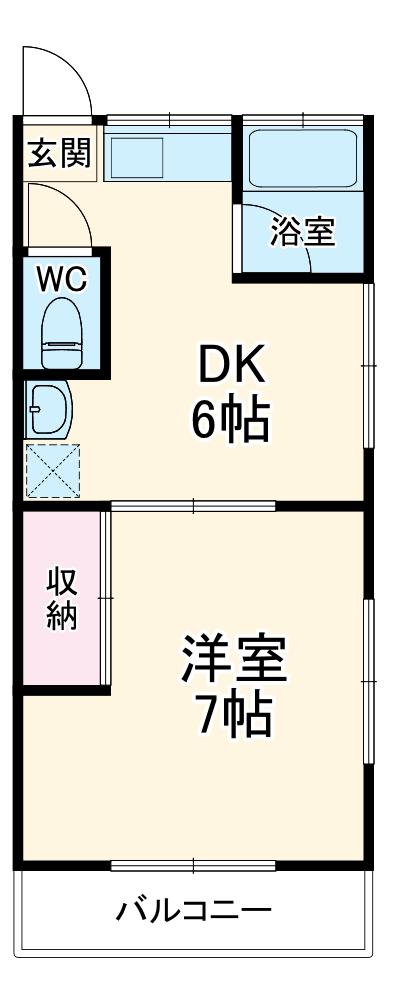 第一山下コーポ(1DK/2階)の間取り写真