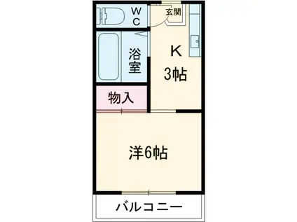 グランドール国立(1K/2階)の間取り写真