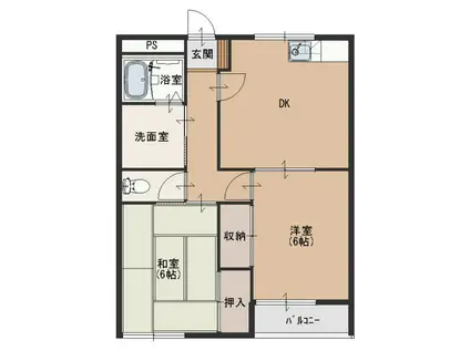 グリーンハイムなかじま(2DK/1階)の間取り写真