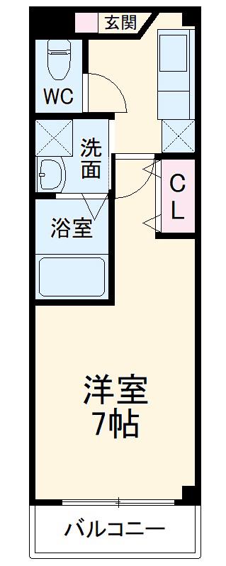AILE石橋Ⅱ(1K/2階)の間取り写真