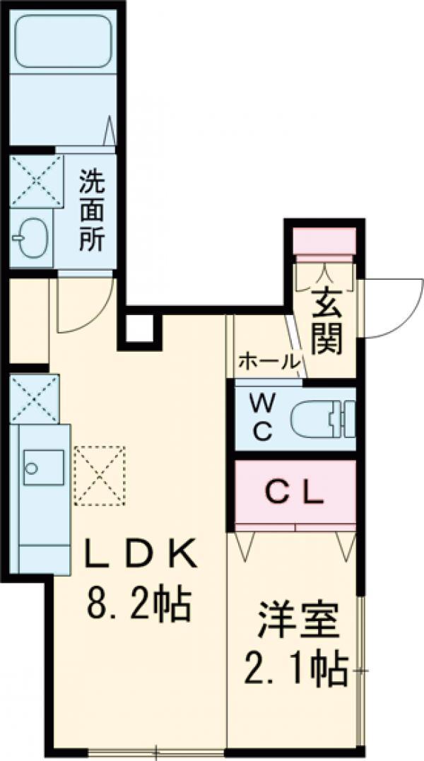 ラプティートヴィラ神楽坂(1LDK/1階)の間取り写真