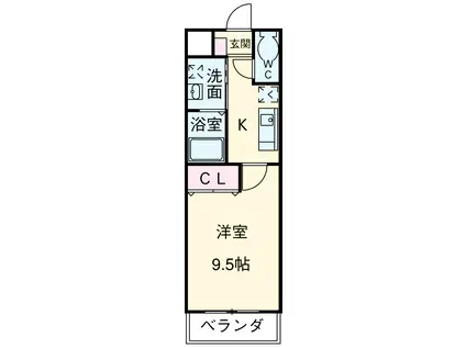 ロイヤルコート天王(1K/2階)の間取り写真