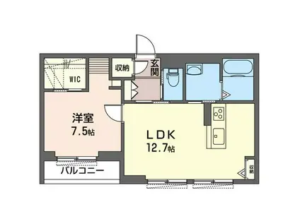 マーベラス古市(1LDK/1階)の間取り写真