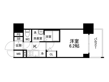 エスリード阿波座プライムコート(1K/3階)の間取り写真
