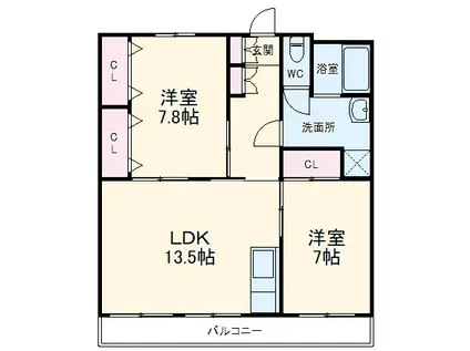 コーポラス小石川(2LDK/3階)の間取り写真