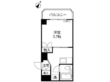 パークハイム立川(1K/2階)の間取り写真