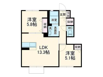 ウィンヴィレッジ(2LDK/1階)の間取り写真