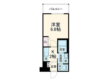 ウェルスクエア石橋阪大前(1K/4階)の間取り写真