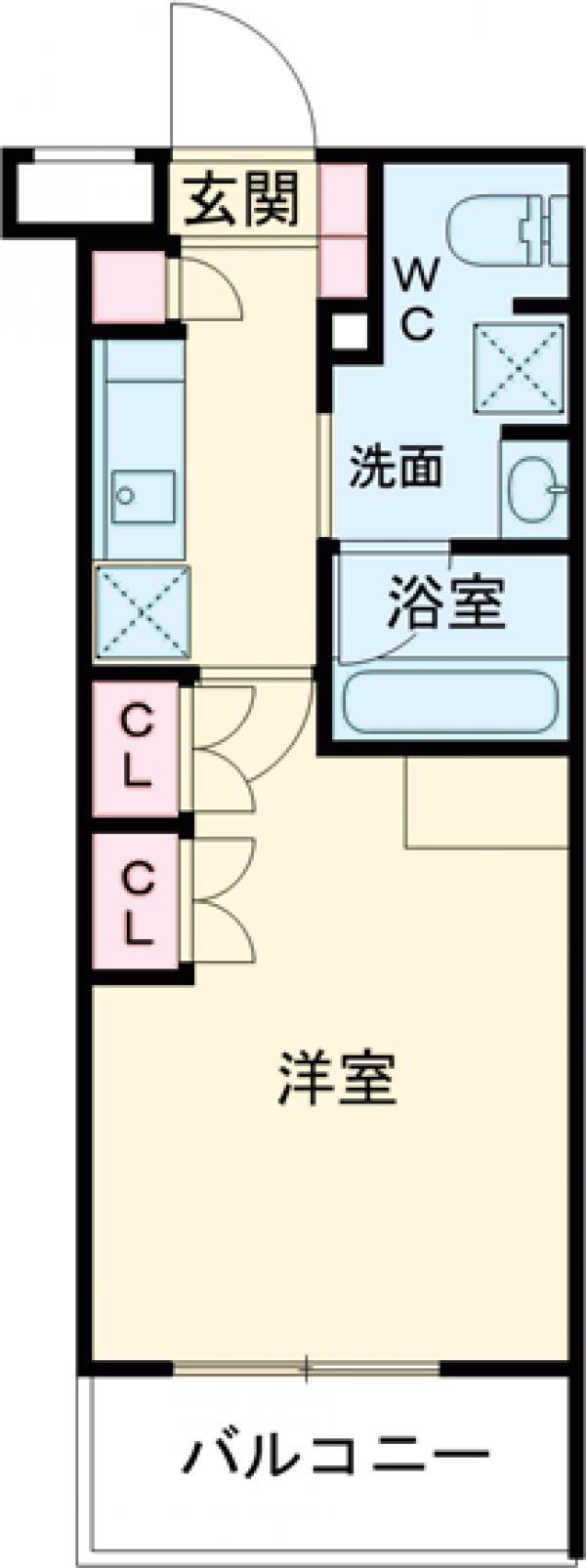 メイクス氷川台アジールコート(1K/4階)の間取り写真