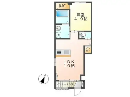 M・ウォルナット(1LDK/1階)の間取り写真