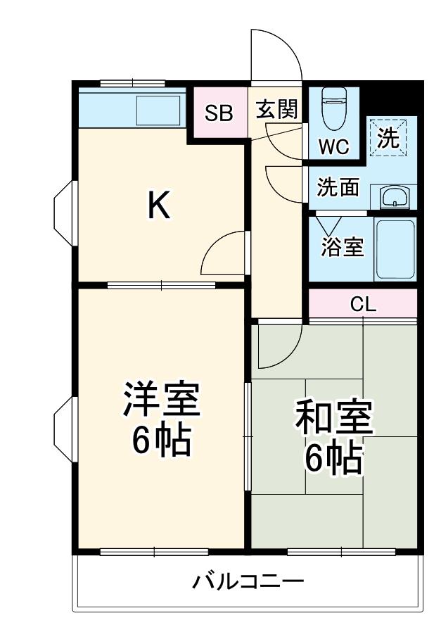 ウィスタリアマンション(2DK/3階)の間取り写真