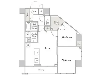 ミリアレジデンス駒込(2LDK/10階)の間取り写真
