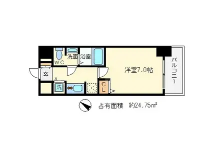 プロシード梅田西アヴァンセ(1K/7階)の間取り写真