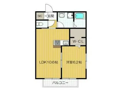 GLANZ DORF(1LDK/2階)の間取り写真