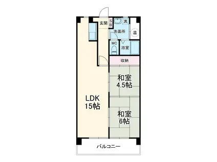 ニューコーポ植田Ⅱ(2LDK/2階)の間取り写真