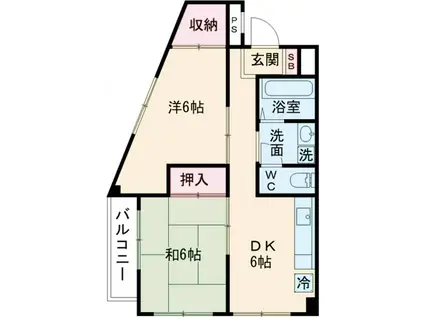 コンフォート中町(2DK/6階)の間取り写真