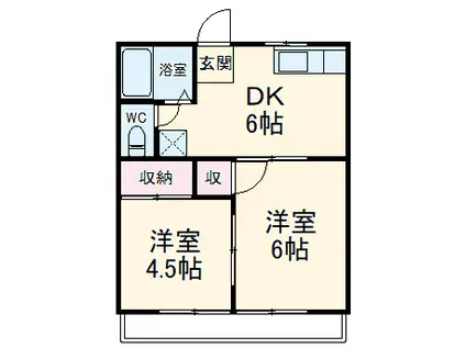 メゾン習志野(2K/2階)の間取り写真