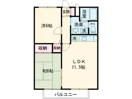 サニーヒル赤塚B棟(2LDK/1階)の間取り写真