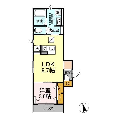 RADIUS Ⅴ(1LDK/1階)の間取り写真