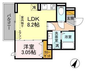 D-ROOM稲毛東(1LDK/2階)の間取り写真