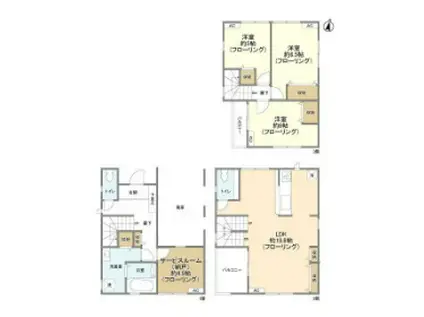 日暮里舎人ライナー 舎人公園駅 徒歩12分 3階建 築4年(3SLDK)の間取り写真