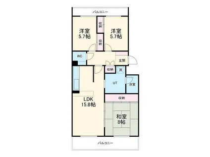 コレクション星が丘(3LDK/2階)の間取り写真