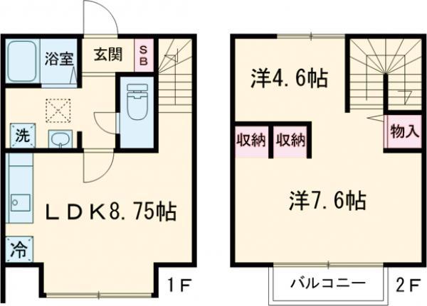 トレスカサス(2DK)の間取り写真